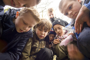 Children pond dipping, Leighton Moss RSPB Reserve